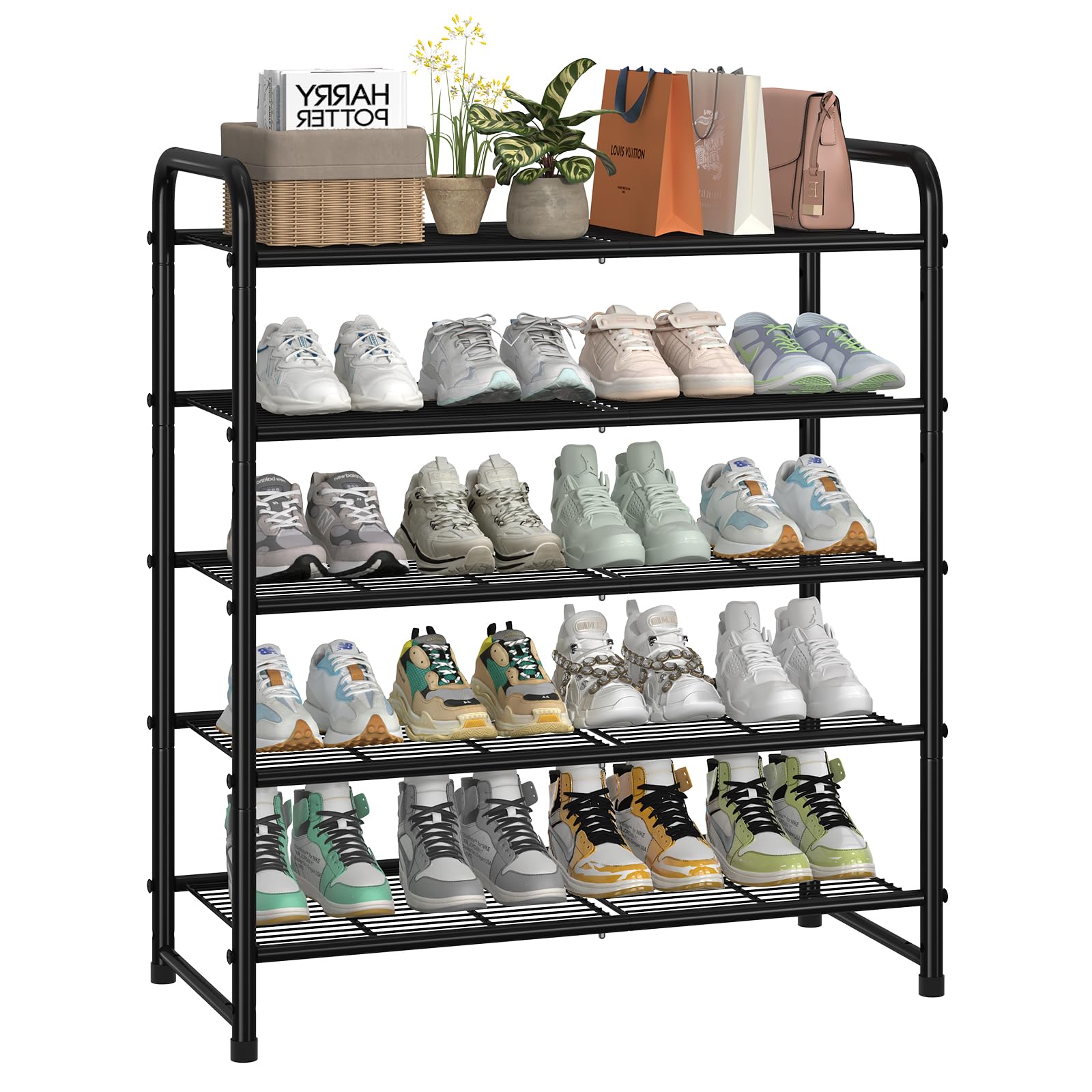 5-Tier Stackable & Adjustable Shoe Rack Organizer