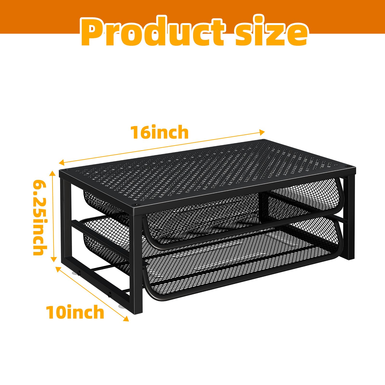 2 Pack 2-Tier Metal Monitor Stand Riser and Computer Desk Organizer