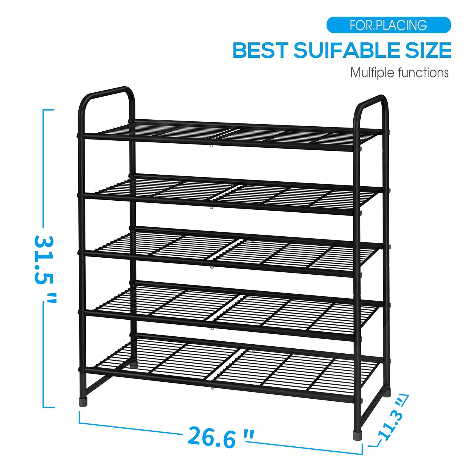 5-Tier Stackable & Adjustable Shoe Rack Organizer