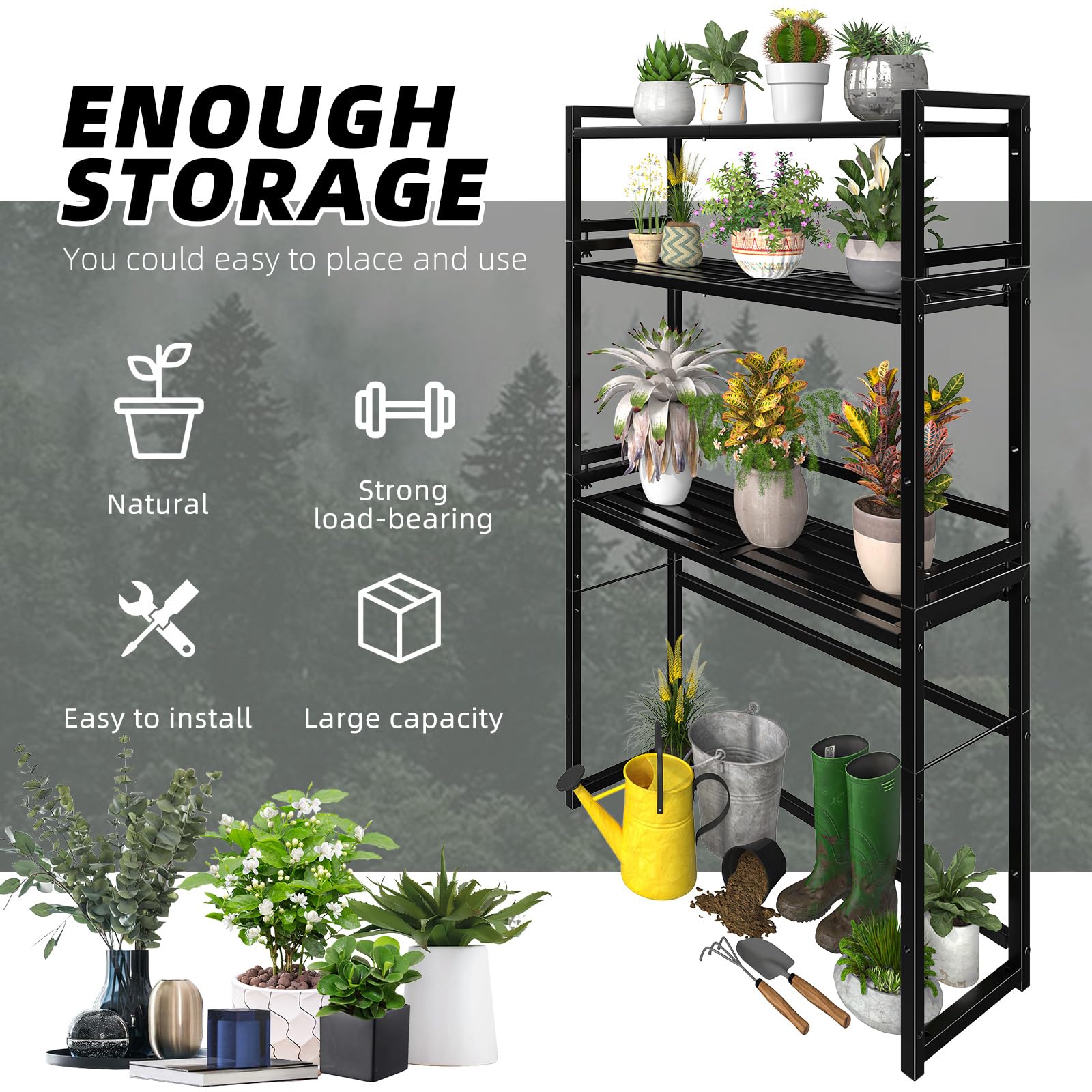 3-Tier Plant Stand Outdoor Indoor Waterproof Display Rack