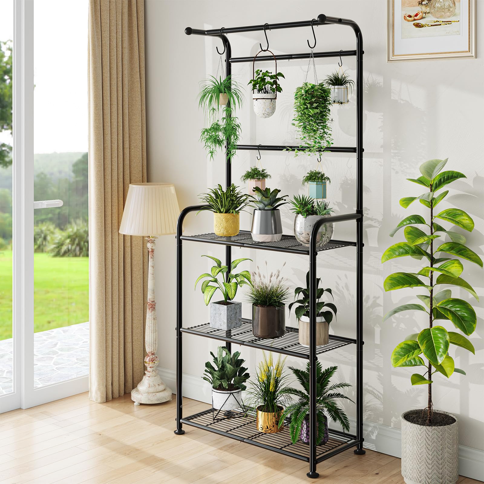 metal rack for plants Indoor Outdoor Heavy Duty Metal 3 Tier Hanging Plant Stand – Ekisemio