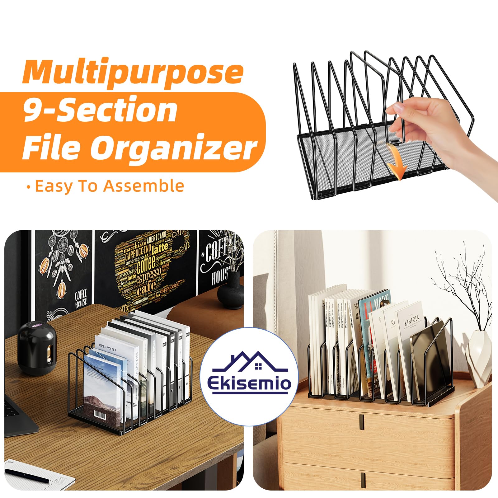 9-Section Mesh Desktop File Organizer Sorter