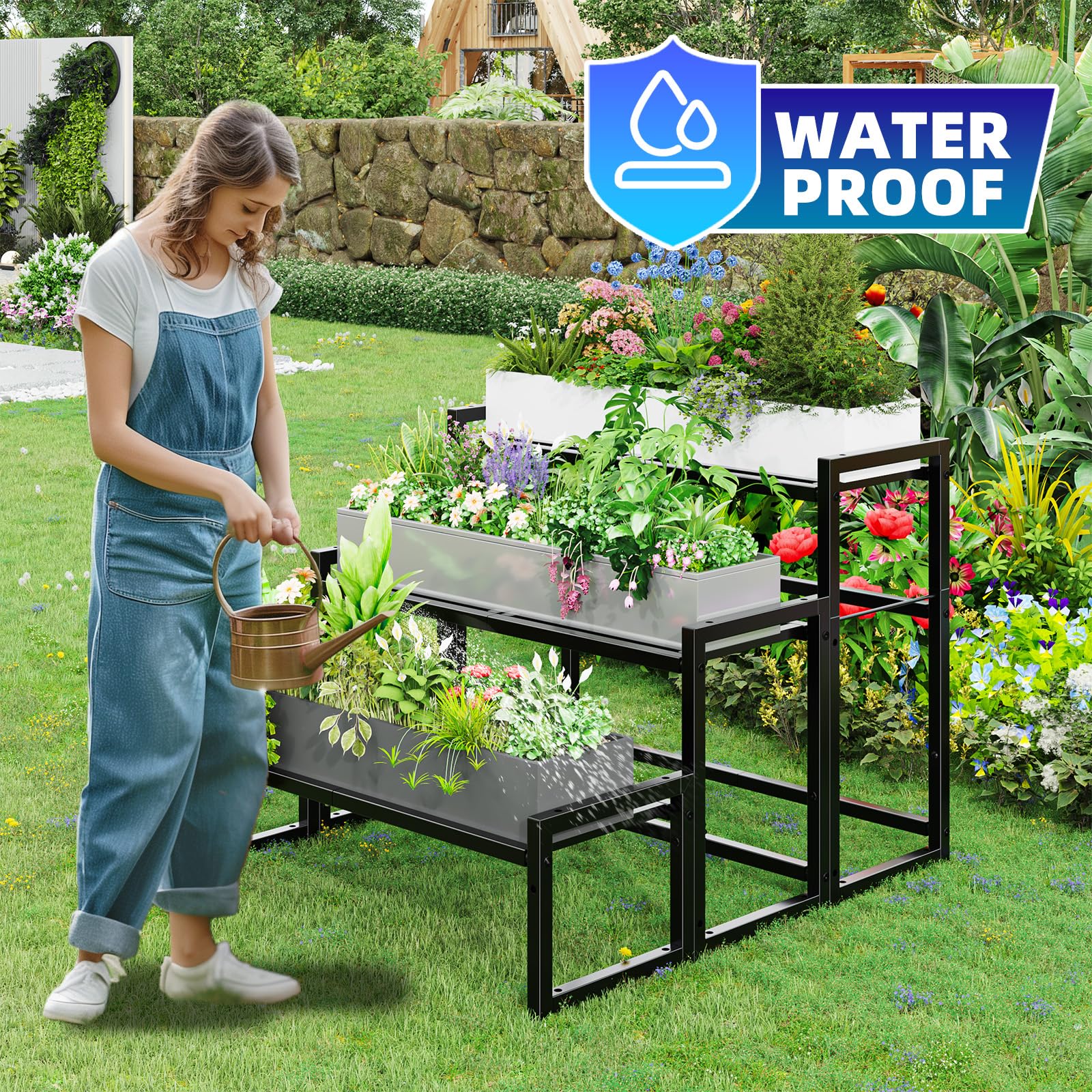 3-Tier Plant Stand Outdoor Indoor Waterproof Display Rack