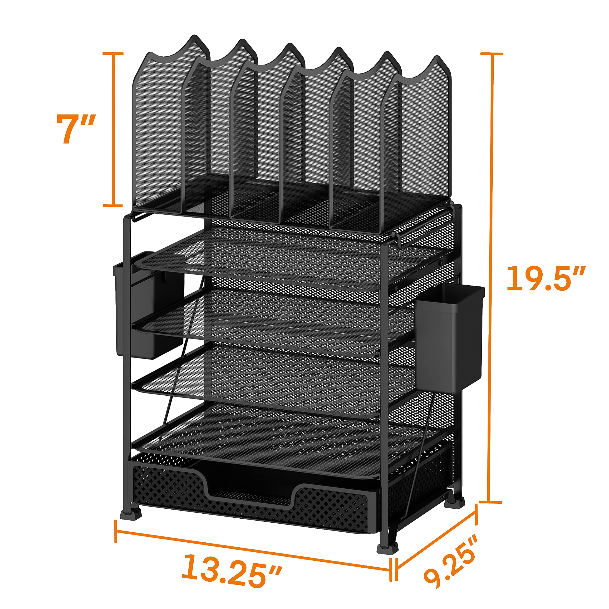 5-Tier Mesh Desktop file Organize with Sliding Drawer